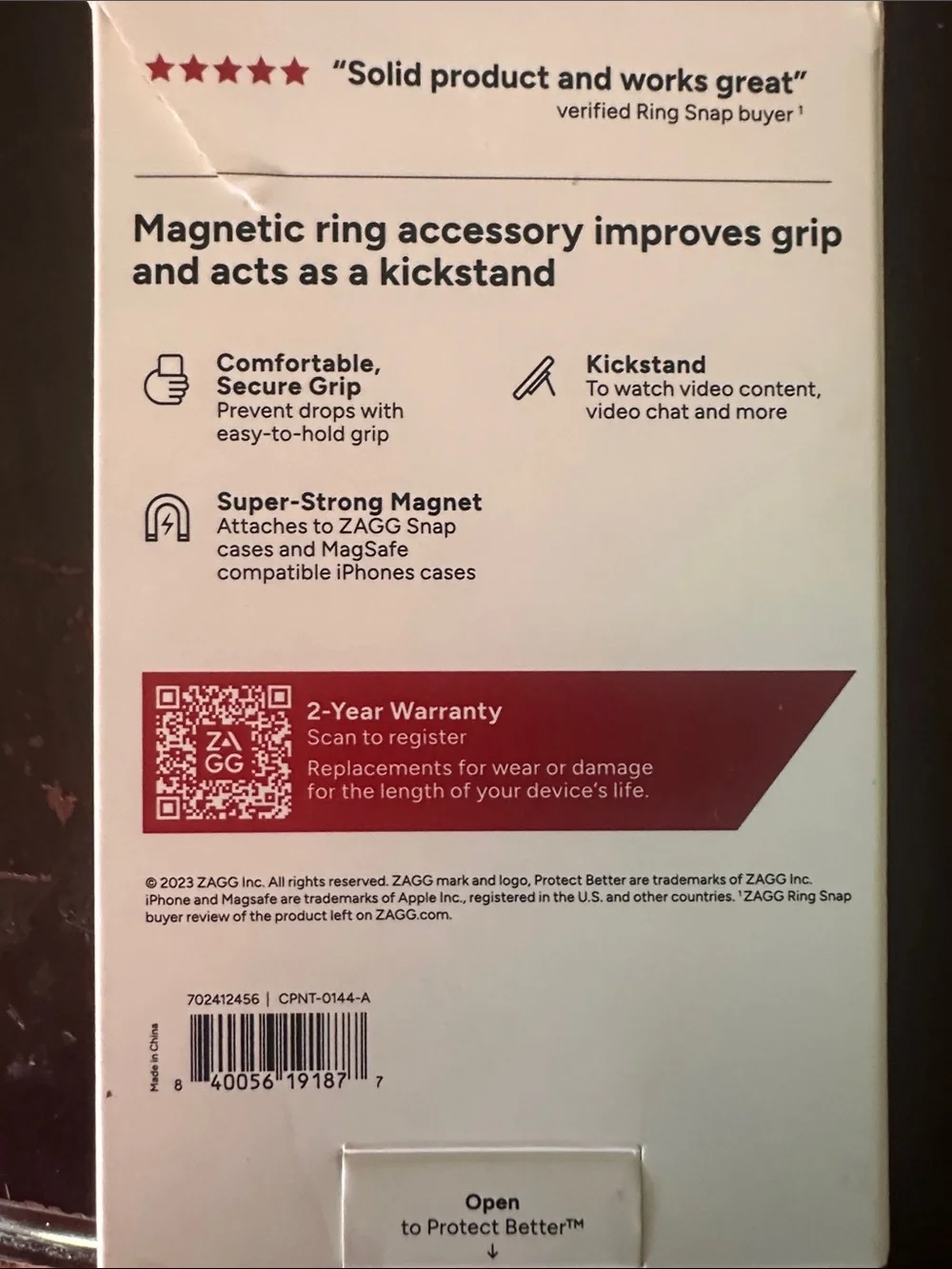 ZAGG Silver Magnetic Ring Grip Phone Holder